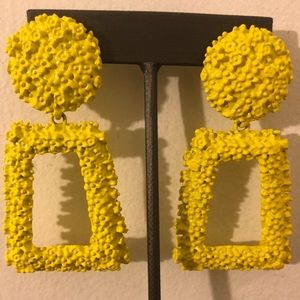 Chic Yellow Large Square Earrings